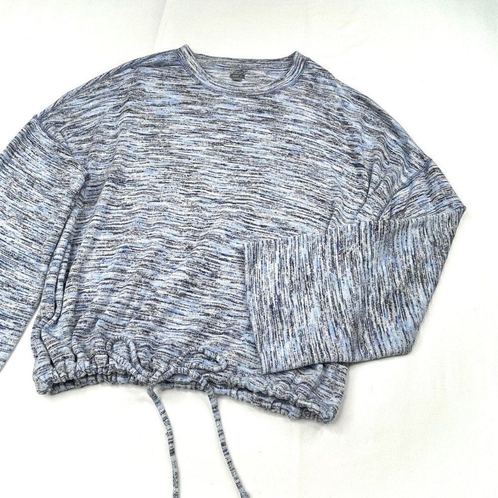Aerie Cinched Long Sleeve sweatshirt Top Blue - Picture 3 of 8
